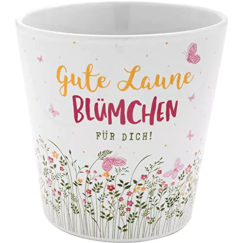 Blumentopf mit Motiv Blümchen aus Steinzeug - Geschenkidee für Geburtstag