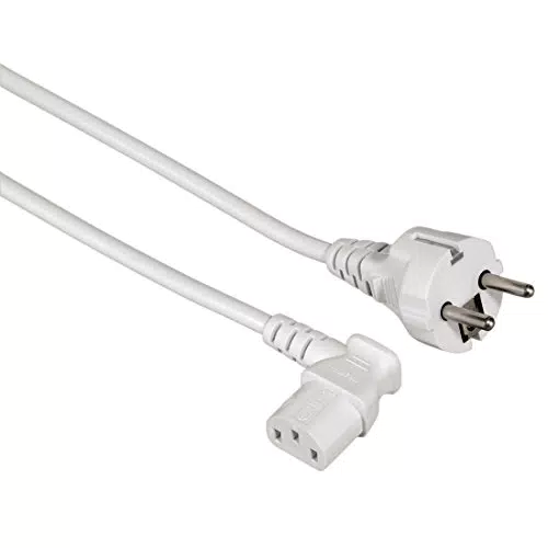 Hama Netzkabel für Kaltgeräte 5m 90 Grad gewinkelt - Stromkabel für PC, Monitor, Drucker, PS3