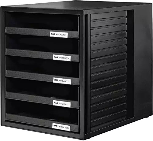 HAN Schubladenbox SCHRANK-SET mit 5 offenen Schubladen für Unterlagen bis DIN C4
