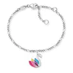 Herzengel Mädchen Kinder Armband aus Sterling Silber und einem Anhänger mit buntem Einhorn aus Emaille - Karabinerverschluss - längenverstellbar - nickelfrei