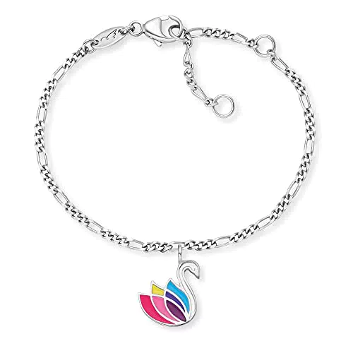 Herzengel Mädchen Kinder Armband aus Sterling Silber und einem Anhänger mit buntem Einhorn aus Emaille - Karabinerverschluss - längenverstellbar - nickelfrei