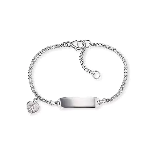 "Herzengel Kinder Armband aus Sterling Silber mit Herz-Schutzengel Anhänger und Gravurplatte"