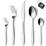 Besteckset von Hunnycook mit Liniengriff für 12 Personen - Edelstahl, elegant für Haus, Restaurant, Party - Spülmaschinenfest