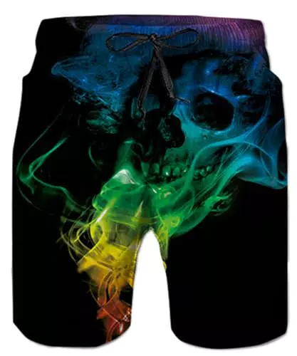IDGREATIM Herren Badehose 3D Bunte Wolf Print lustige Lounge Wear Hosen Pyjama Bottoms Jogger Lounge Hosen mit Tasche M