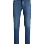 JACK & JONES Herren Jeans JJIGLENN JJEVAN AM 477 - Slim Fit - Blau Denim