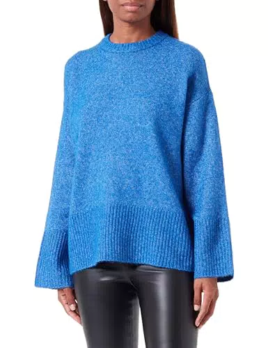 JACK & JONES Damen JXOLLIE Oversize Strickpullover Crew Knit - Blau