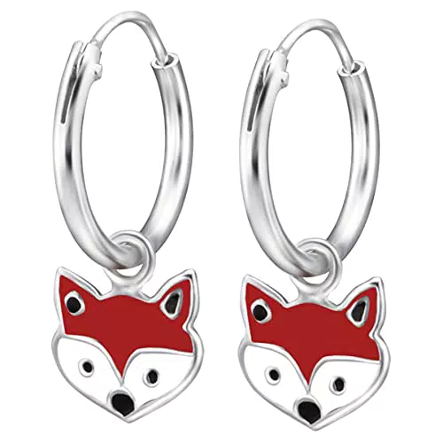 Ohrringe Mädchen Fuchs 925 Sterling Silber Kinder Creolen
