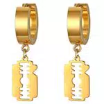 JewelryWe Herren Ohrringe Creolen Rasierklinge aus Edelstahl für Männer