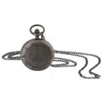 JewelryWe Retro Taschenuhr Herren Vintage Autobahnkreuz Oval Hohe Openwork Römische Ziffern Skala Analog Quarz Uhr mit Halskette Kette Kettenuhr Unisex schwarz