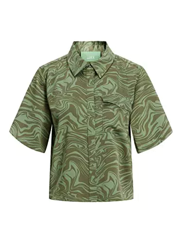 JXLARK Damen Satin Hemdbluse - Elegantes Shirt in Loden Frost