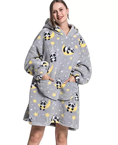 "JOJJJOJ Hoodie-Decke mit riesiger Tasche aus Sherpa Fleece - Kapuzenpullover für Damen, Herren und Teenager"