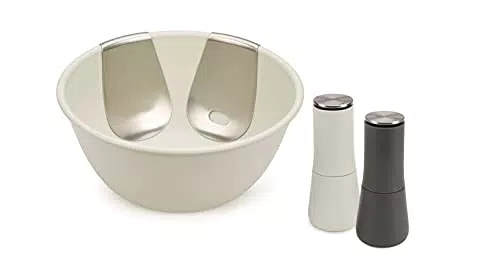 Joseph Joseph Salatschüssel mit Salatbesteck und Salz-und Pfeffer-Set, PBT, Stone