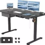 JUMMICO Elektrisch höhenverstellbarer Schreibtisch mit Schubladen und USB-Anschluss