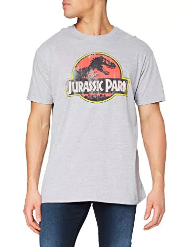 Jurassic Park Herren Logo im Used-Look T-Shirt, grau