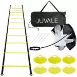 Juvale Trainingsset für Schnelligkeit und Beweglichkeit mit Koordinationsleiter, Scheibenkegel, Widerstandsschirm und Stahlstangen