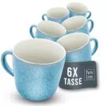 Pure Living - Premium Steingut Kaffeetassen Set für Tee und Kaffee, spülmaschinen- und mikrowellenfest