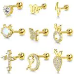 Ohrstecker Piercing Zirkonia Edelstahl Damen Schmuck Gold