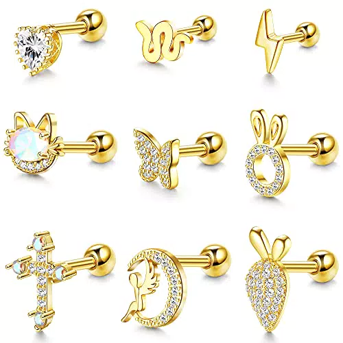 Ohrstecker Piercing Zirkonia Edelstahl Damen Schmuck Gold