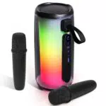 Karaoke Maschine mit 2 Kabellosen Mikrofonen und Bluetooth für Erwachsene & Kinder - LED Lichteffekte - TWS/Bluetooth/TF/AUX/USB - Party & Geburtstag