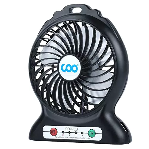KARFUN Mini USB-Ventilator mit Taschenlampe - Wiederaufladbar und Tragbar - 3 Geschwindigkeiten