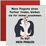 Valentinskarte mit Pinguinen - Romantische Jahrestagskarte für Ihn und Sie