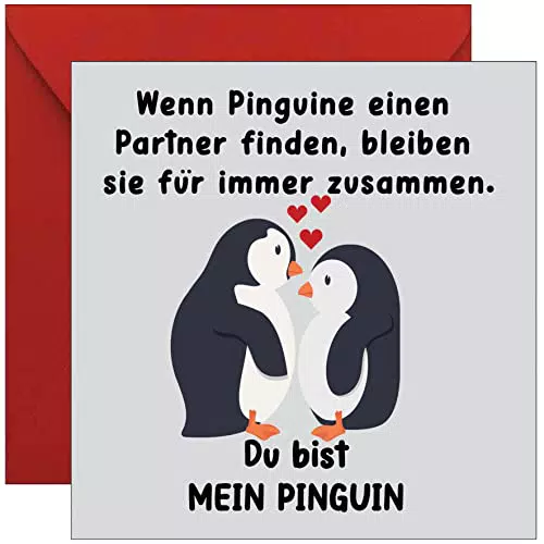 Valentinskarte mit Pinguinen - Romantische Jahrestagskarte für Ihn und Sie
