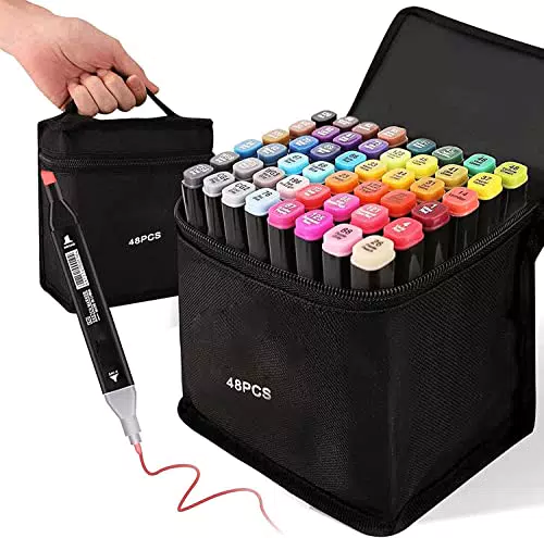 Alkohol Marker Set Twin Tip für Manga, Design und Zeichnung - 48 Farben