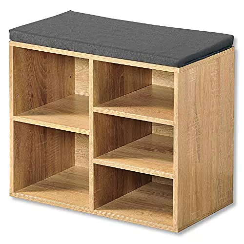 Kesper Schuhschrank mit Sitzkissen aus Faserplatte - Maße: B51,5 x H48 x L29,5 cm - Braun