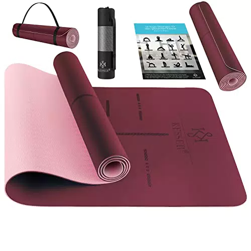 "KESSER® Gymnastikmatte mit Tragegurt - Rutschfeste Yogamatte für Fitness & Pilates, 183 x 61 cm"