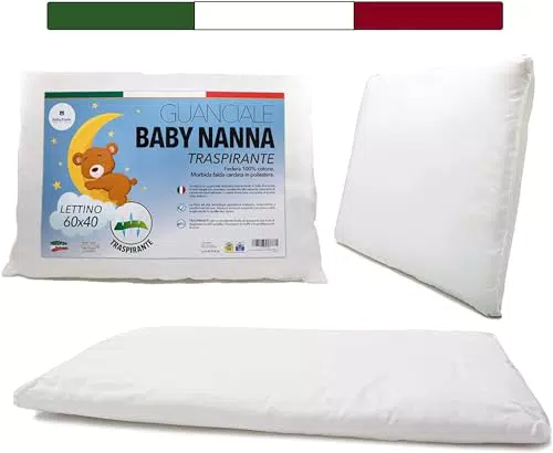 Kinderkissen aus Italien - Atmungsaktives Kinderkopfkissen 40x60 mit Baumwollbezug