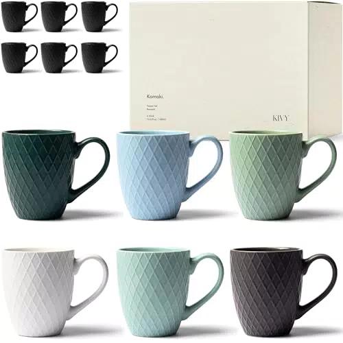 KIVY Kaffeetassen Set - Große Keramik Becher für Kaffee und Tee