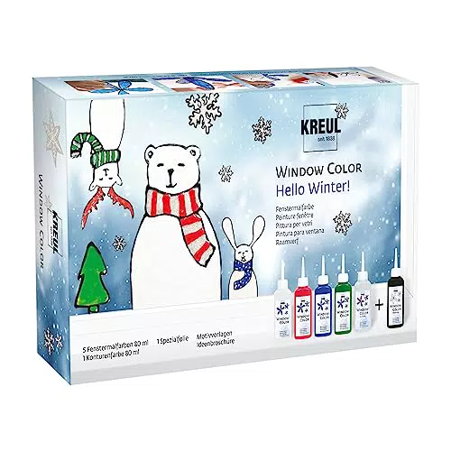 KREUL Window Color Set "Hello Winter" für Kinder - Komplettset mit brillanten Farben und Glitzer.