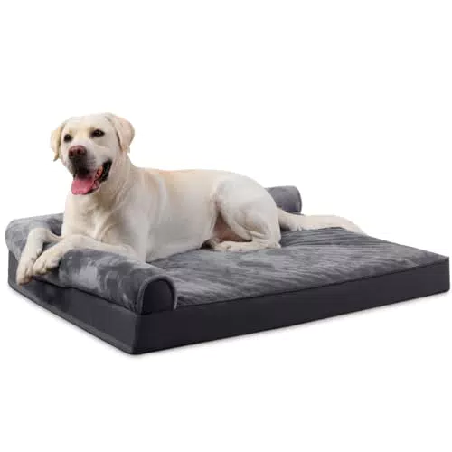 Orthopädisches Hundebett mit Nackenrollen und wasserdichtem Innenfutter
