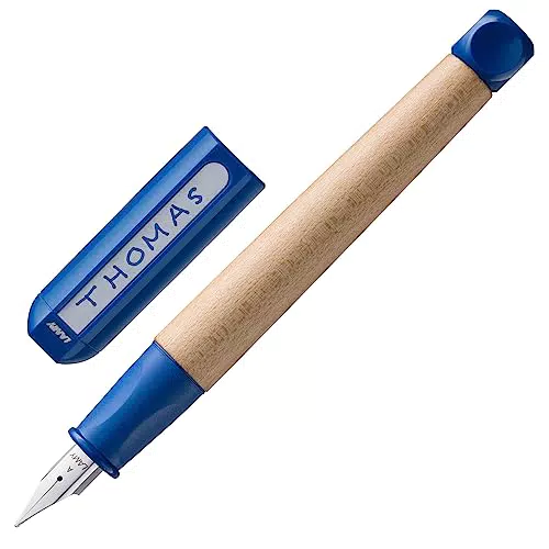 LAMY abc Schreiblernfüller aus Ahornholz für Anfänger - blau, polierte Stahlfeder, inkl. Tintenpatrone.