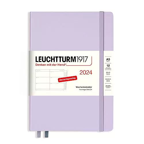 LEUCHTTURM1917 Wochenkalender Medium (A5) 2024 mit Extraheft für Adressen und Jahrestage