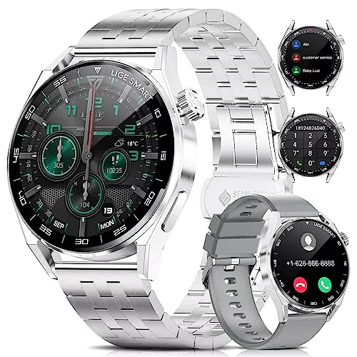 LIGE Herren Smartwatch mit Telefonfunktion und Fitness-Tracker - Wasserdichte Sportuhr mit 1.39" Touchscreen, 100+ Sportmodi, Schrittzähler und Schlafmonitor - Kompatibel mit iOS und Android