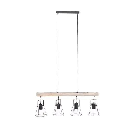 Pendelleuchte Lindby 'Riano' - Vintage Schwarz Metall - Wohnzimmer & Esszimmer - 4 flammig