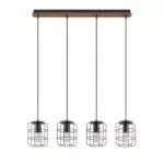 Pendelleuchte Lindby 'Telmos' - Vintage Industrie Schwarz Metall - Wohnzimmer & Esszimmer Beleuchtung