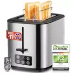 Linsar Zwei-Scheiben-Toaster mit Touchdisplay und Brötchenaufsatz