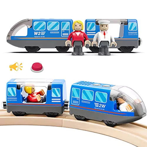 Elektrische Holzeisenbahn Lokomotive - Kompatibel mit Thomas, Brio, Chuggington - Spielzeug für Kinder