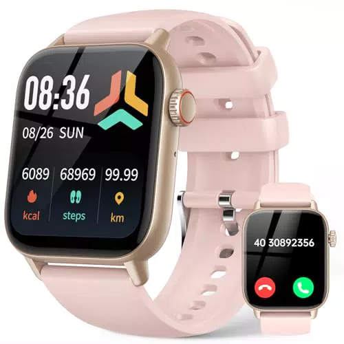 Smartwatch-Damen von LLKBOHA mit Telefonfunktion - IP68 Wasserdicht, Herzfrequenz, Blutsauerstoff, Schlafüberwachung - Whatsapp Funktion für iOS und Android