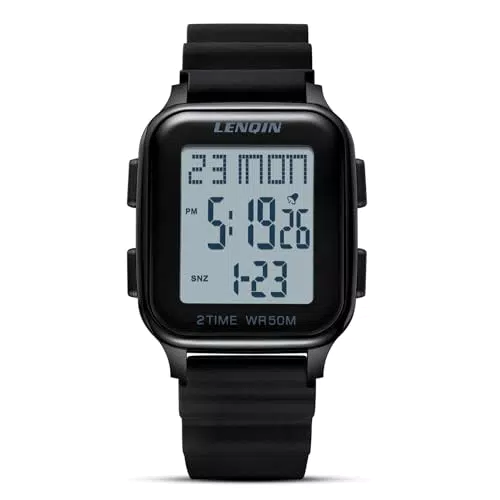 Herren Digital Armbanduhr mit Wecker und Stoppuhr - Wasserdichte Sportuhr mit LED-Beleuchtung