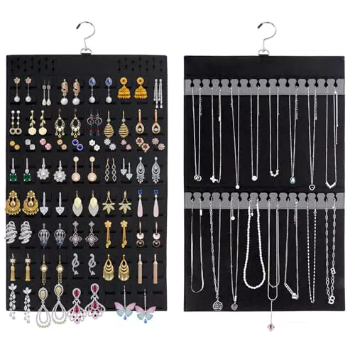Schmuck Organizer zum Aufhängen - Wand Ohrringhalter für Halsketten und Ohrringe