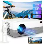 Mini Beamer Handy Full HD 1080P, 5G WiFi Bluetooth Projektor für iPhone/PC/PS5 - Heimkino Video Beamer iOS/Android/HDMI/USB/TV