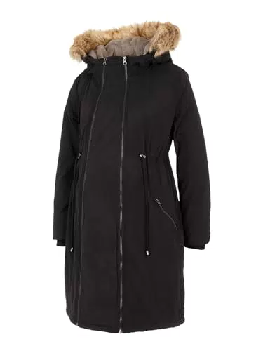 MAMALICIOUS Damen Winterjacke mit Kapuze 3in1, Schwarz