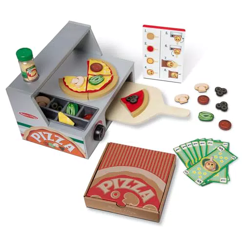 "Melissa & Doug Holz Pizza Spielzeug für Kinder | Küchenspielzeug für Mädchen & Jungen ab 3 Jahren"