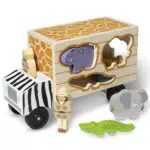 Melissa & Doug Holzformensortierungs-LKW mit Zoo- und Safari-Tier-Spielzeug für Kinder ab 2 Jahren