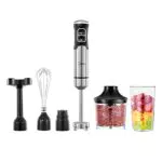 Midea Stabmixer Edelstahl 4 in 1 Elektrische Pürierstab - Zerkleinerer, Becher, stampfer, Schneebesen - für Babynahrung und mehr - Silber