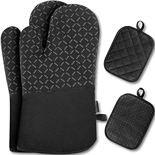 Ofenhandschuhe und Topflappen Set - Hitzebeständige Kochhandschuhe