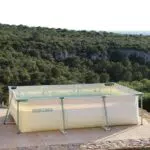 Misomo Frame Pool mit Pumpe, Rechteckig, Palmenblätter Muster